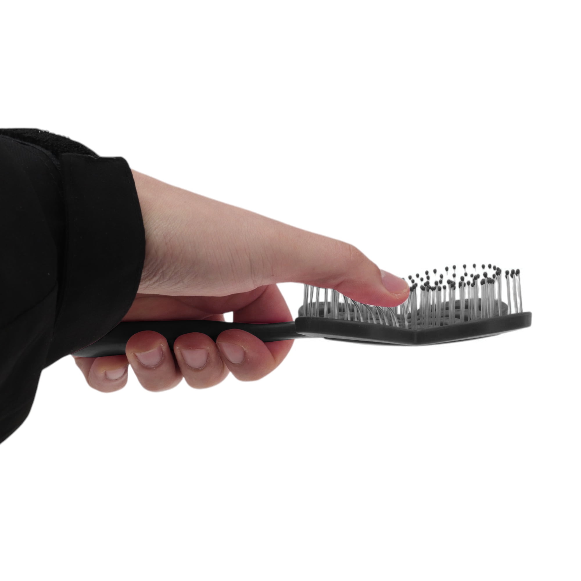 Unique Bargains 1 Pc Solid Four-leaf Clovers Hollow Comb Hair Brush Black