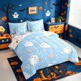 thumbnail image 2 of Homewish Sky Halloween Ghost 7-Piece King Bedding,Cute Pink Heart Candy Print King Bed in a Bag,Baby Blue,Halloween Reversible, 2 of 8
