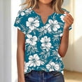thumbnail image 4 of AUNVITO Women's Casual Fashion T-Shirt Short Sleeve V Neck with All-Over Print for Spring Summer, 4 of 6