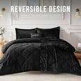 thumbnail image 3 of Regency Heights Twin/Twin XL Size Comforter Sets, Velvet Bedding Comforter Set for All Seasons, Black Bedding Set with Decor Pillow for College Dorm, 3-Piece, 3 of 10