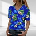 thumbnail image 2 of Women'S Funky Hawaiian Shirt Blouse Frontpocket Leaves Flowers Palm Print Top Womens Cotton Tees Loose Fit Christmas Long Sleeve for Women, 2 of 7