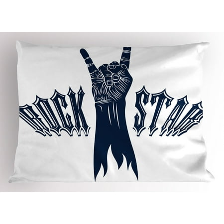 Rock And Roll Pillow Sham Stylized Rock Star Pattern With A