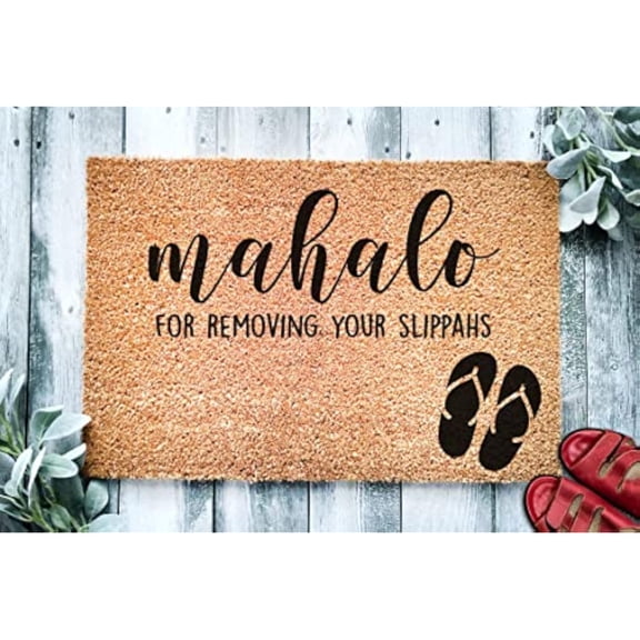 32*20inches Mahalo for Removing Your Slippahs Mat Hawaiian Doormat Hello Doormat Welcome Mat Beach Door Mat Beach Gift Home Doormat