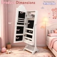 thumbnail image 4 of Zimtown Mirror Jewelry Cabinet Armoire Organizer, Storage Cabinet with Full Length Mirror & 2 Drawers, Kids Princess Makeup Cabinet for Bedroom, White, 4 of 9