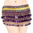 thumbnail image 2 of Segolike Women Belly Dance Skirt Shiny Hip Scarf Wrap for Festival Tango Themed Party Violet, 2 of 8