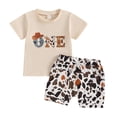 thumbnail image 2 of WOYY Boys First Birthday Cowboy Outfits Short Sleeve Top Shorts Set Baby Clothes, 2 of 7