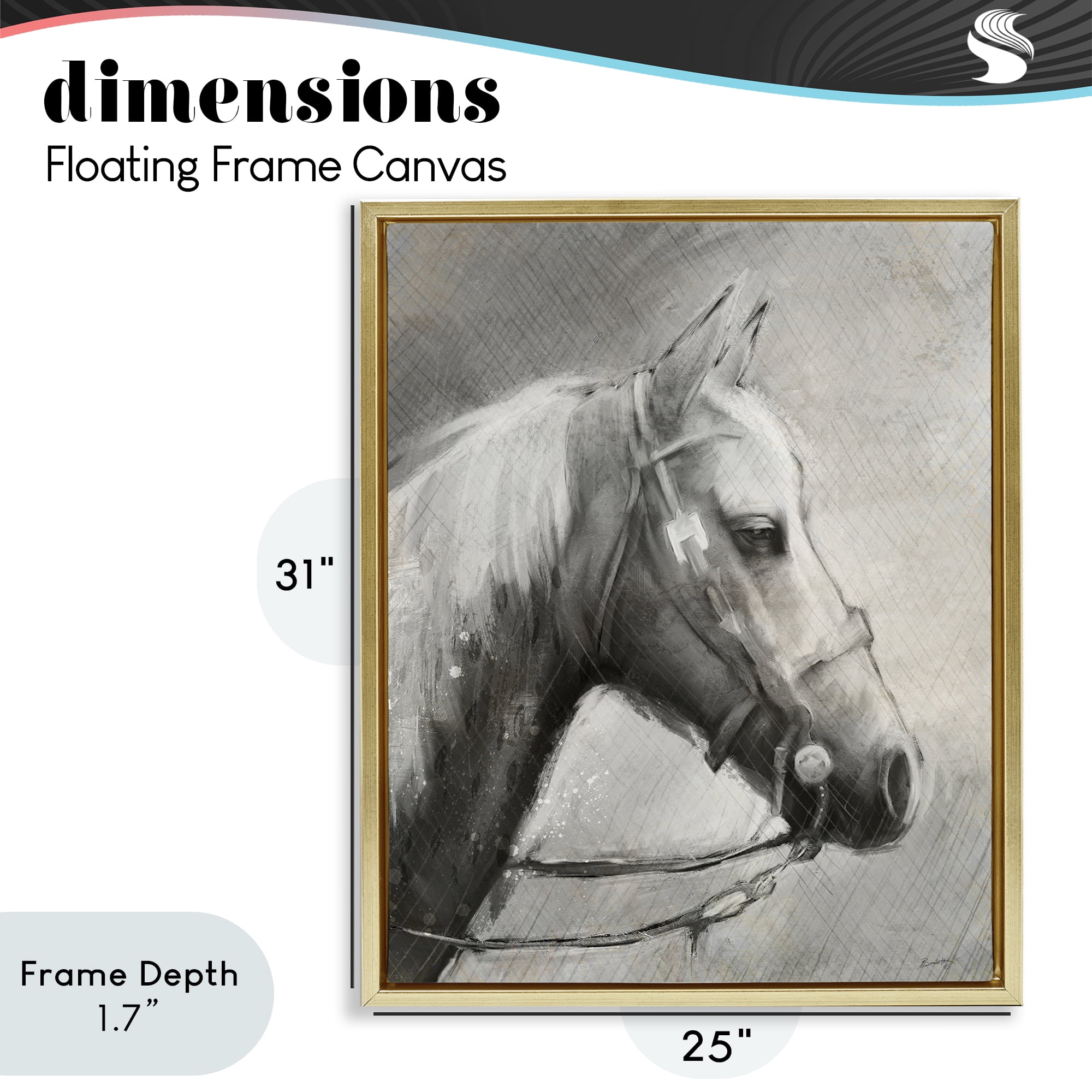 Stupell Industries Modern Ranch Horse Gold Framed Floater Canvas Wall Art, design by Chad Barrett