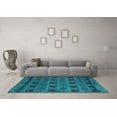 thumbnail image 3 of Ahgly Company Machine Washable Indoor Round Abstract Turquoise Blue Modern Area Rugs, 7' Round, 3 of 4