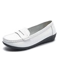 thumbnail image 4 of Miluxas Women's Business Loafers Work Casual Flats Shoes Lightweight Penny Leather Slip On Walking Shoes White 9.5(43), 4 of 9