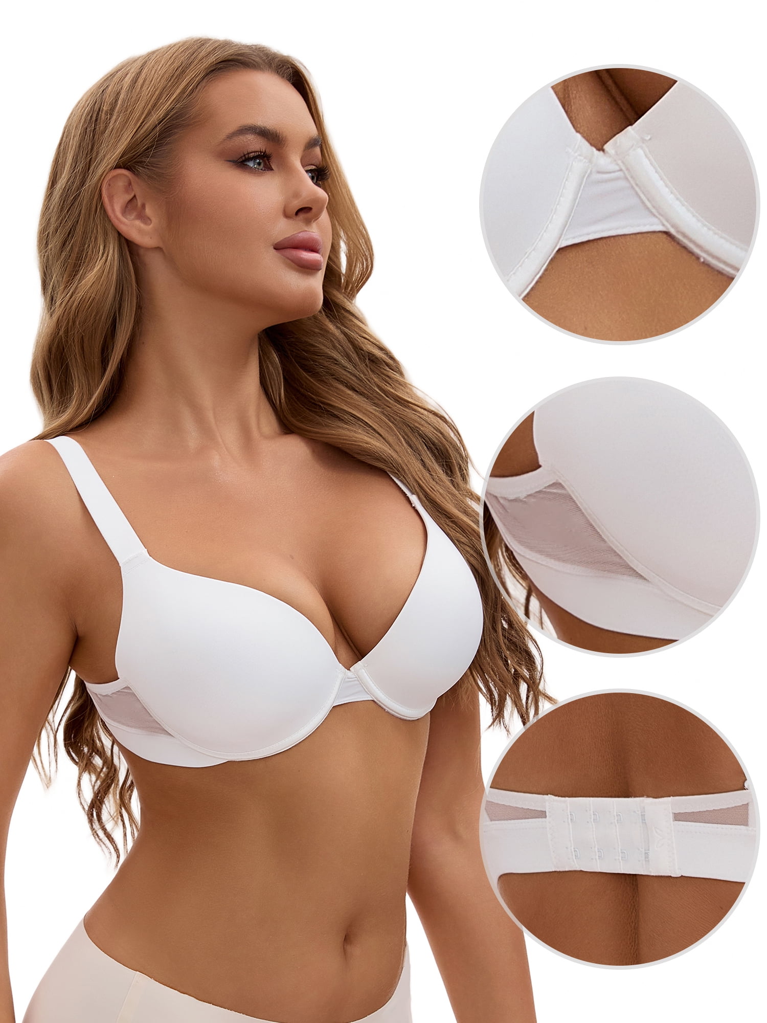 Unique Bargains Women's Push Up Underwire Seamless Soft Bras White 36 C