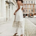 thumbnail image 4 of HKEJIAOI Robes Décontractées en Solde Robe Florale pour Femmes Robe d'Été Sans Manches à Imprimé Col en V avec Lacets Taille Élastique Robe Longue Blanche, 4 of 9