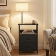 thumbnail image 2 of Tomnk Floor Lamp Table with 2 Drawers, LED Side Table with Charging Station, Black, 2 of 6