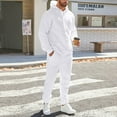 thumbnail image 3 of Fgvctg Sweatsuits Men 2 Piece Outfit Fall Sweatsuit Athletic Jogger Sweatpants Plus Size Fleece Tracksuits Oversized Sweatshirt Lounge Set with Pockets White M, 3 of 9