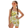 thumbnail image 2 of Xoenoiee Lemon Butterfly Flower Pattern Girls Swimsuit with Adjustable Straps Cut Out One Piece Bathing Suit with Cover Up Skirt, Comfortable Swimwear for Kids Teens, Size 7-8 Years, 2 of 7