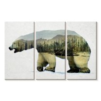 Elephant Stock Arctic Polar Bear Wall Art - Horizontal Multi Panel Canvas - Living Room Wall Decor - Animal Multi Panel - Gray And Green Decor By Davies Babies - 57" x 36"