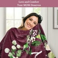 thumbnail image 5 of Mom Blanket for Birthday from Daughter and Son, Super Soft, Warm and Comfy Blanket for Mother, I Love You Mom Blanket Flower Women Throw Blanket 60" x 50", Burgundy, 5 of 6