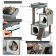 thumbnail image 6 of Pefilos 35" Cat Tree Houses for Indoor Cats Wooden Cat Tower Featuring 2 Condo, Removable Soft Perches Kittens, Gray, 6 of 11
