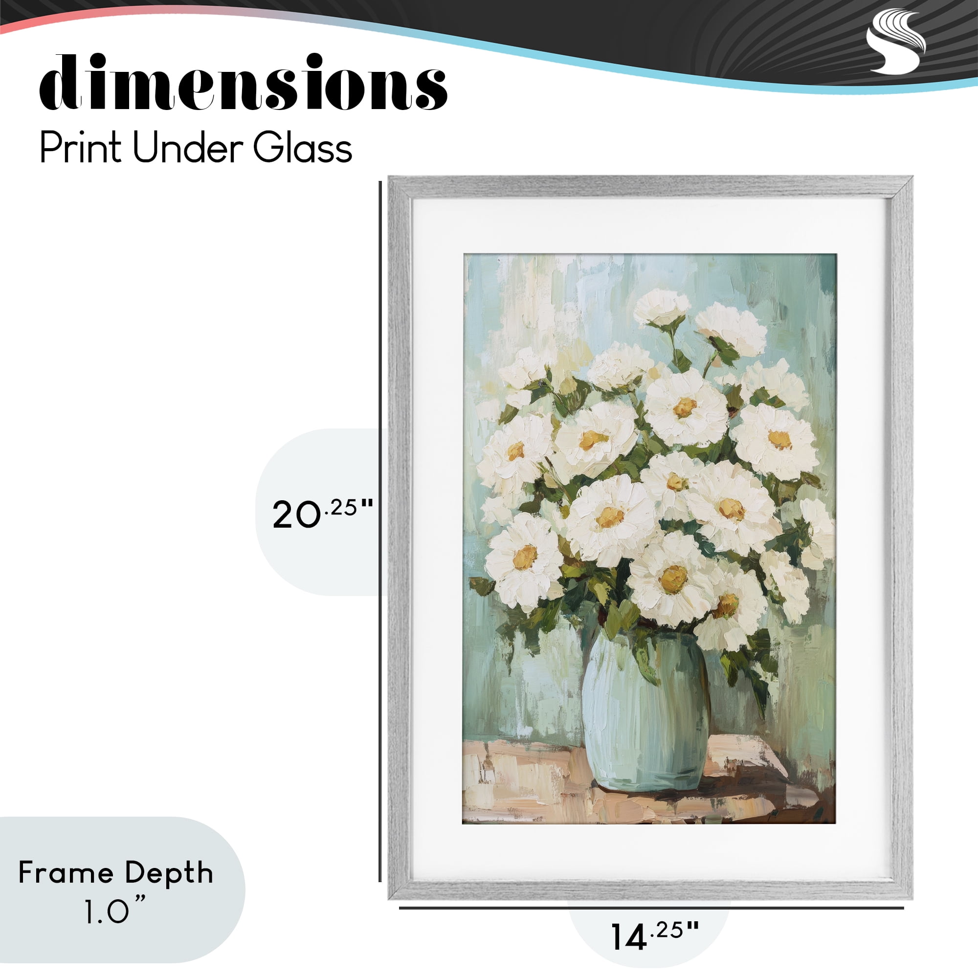 Stupell Industries Cozy Arrangement of White Blooms Gray Framed Print Under Glass, design by Petal Prints Design