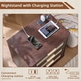 thumbnail image 4 of Leyaoyao Rattan Nightstand with Charging Station and 3 Drawers for Bedroom, Living Room, Walnut, 4 of 10