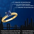 thumbnail image 2 of Gem Stone King 10K Two Tone Gold Blue Created Sapphire Solitaire Engagement Ring for Women | 1.00 Cttw | Round 6MM | Gemstone September Birthstone | Size 9, 2 of 6