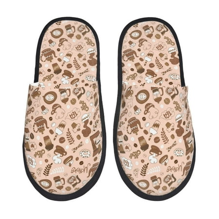 Balery coffee tea pots Slient Indoor Furry Fleece Comfort House Shoes Soft Non-Slip Home Shoes Cotton slippers House Slippers-- Large