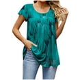 thumbnail image 1 of Camisetas con estampado de cuello redondo para mujer Elegantes camisetas informales de primavera y verano con cuello en V y manga Ruck Blusa Tops Camisa de manga corta OAVQHLG3B Store  lin121212, 1 of 5