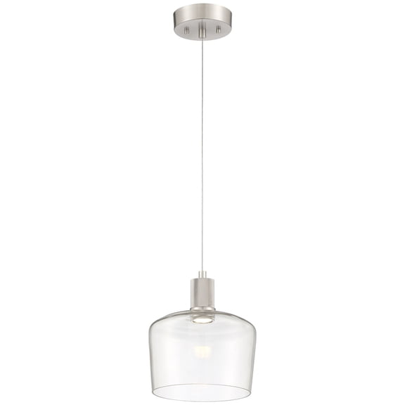 63141LEDD-BS/CLR Access Lighting Port Nine - 9W 1 LED Pendant In Transitional Style-9.25 Inches Tall and 9 Inches Wide-Brushed Steel Finish-Clear