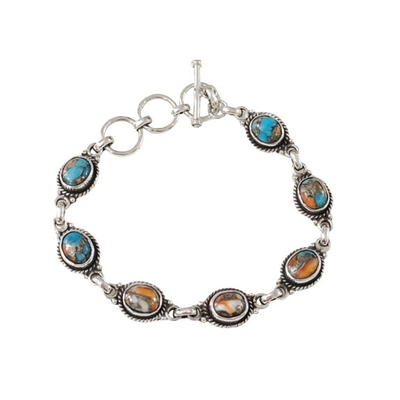 Oyster Copper Turquoise Bracelet, Natural Turquoise Bracelet, December Birthstone, 925 Sterling Silver jewelry, Silver bracelet, Bracelet for anniversary, Christmas Gift, Womens Bracelet Bangle Gift