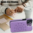 thumbnail image 5 of iPhone 13 Case with Card Holder Heavy Duty Protective Durable Leather RFID Blocking Shockproof Slim Credit Card Slot Wallet Case for iPhone 13 for Women&Girls(Purple Floral), 5 of 13