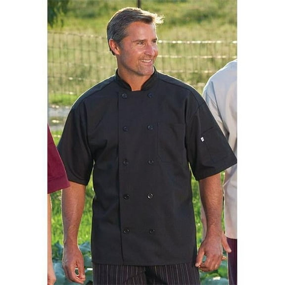 0415-0106 South Beach Short Sleeve Chef Coat in Black - 2XLarge
