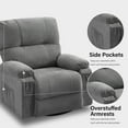 thumbnail image 5 of Swivel Recliner Chair, UHOMEPRO Manual Nursery Rocking Chair Single Sofa with Soft Cushion and Backrest, Living Room Lounge Chair with Side Pockets, Solid Wood Frame, Easy Assembly, Gray, 5 of 13