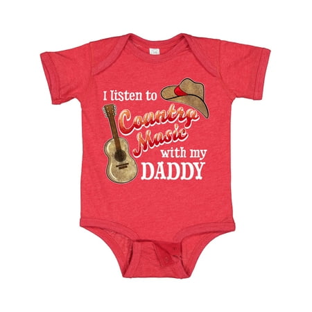 

Inktastic I Listen to Country Music with My Daddy Guitar and Hat Gift Baby Boy or Baby Girl Bodysuit