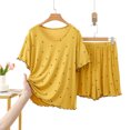 thumbnail image 7 of Asxite Pajamas for Women Set Star Print Crew Neck Short Sleeve Ruffle Top Elastic Waist Shorts Sleepwear, 7 of 7