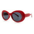 thumbnail image 5 of Womens Oval Round Thick Plastic Mod Fashion Fancy Arm Sunglasses Red - Black, 5 of 8