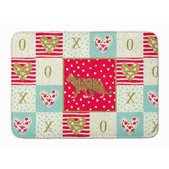Toyger Cat Love Machine Washable Memory Foam Mat Red