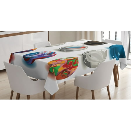 Pearl Finish Porcelain - Pearls Decoration Tablecloth, Collection of Different Marbles Glass and Porcelain Materials Digital Print, Rectangular Table Cover for Dining Room Kitchen, 60 X 84 Inches, Multi, by Ambesonne