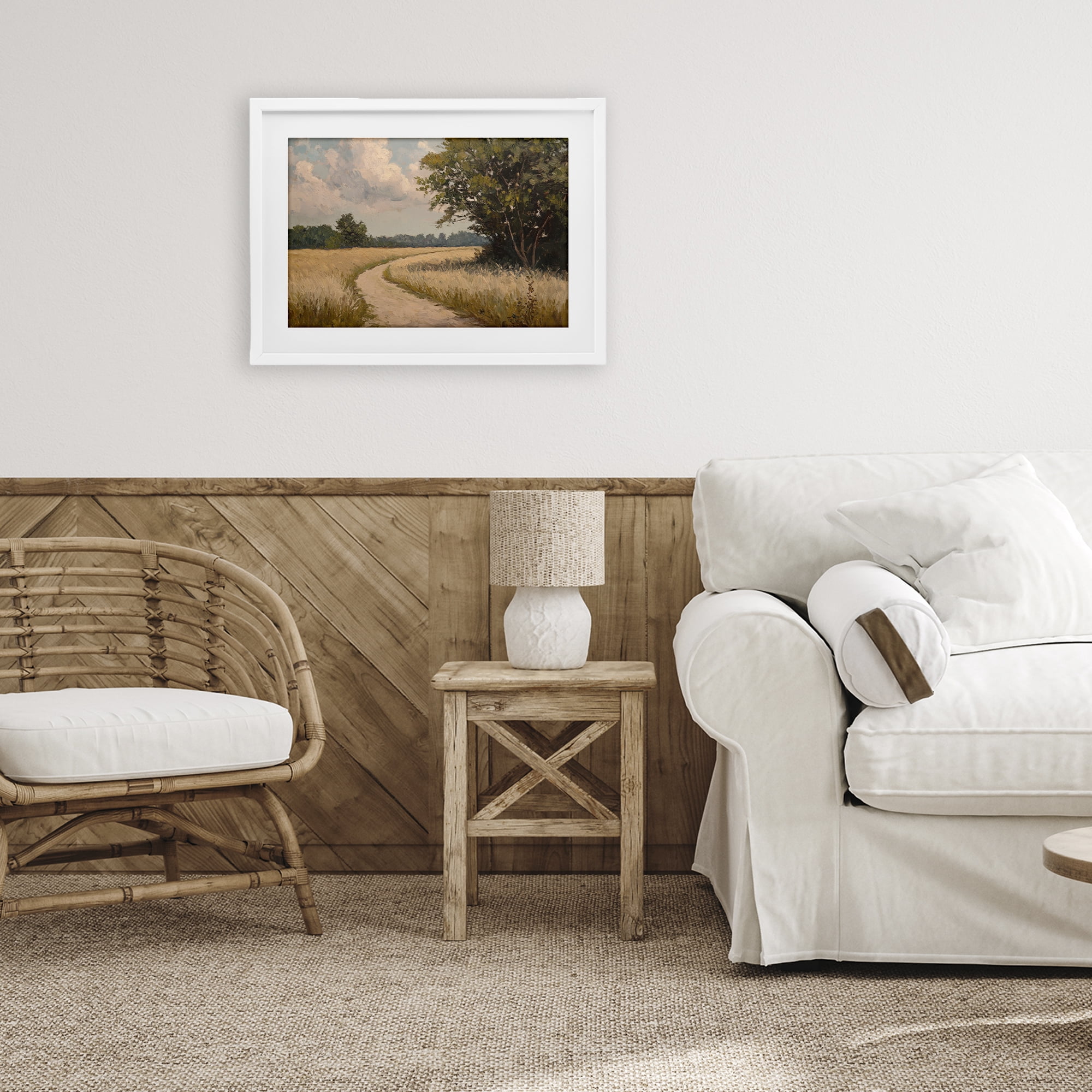 Stupell Industries Peaceful Thinking Path White Framed Print Under Glass, design by Petal Prints Design