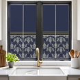 thumbnail image 3 of Boho Navy Blue Flower Window Privacy Film, Abstract Bohemia Pesley Floral Static Cling UV Sun Blocking Tint Film Heat Control Windows Films for Bedroom Bathroom, Window Stickers 17.7"x39.3", 3 of 8