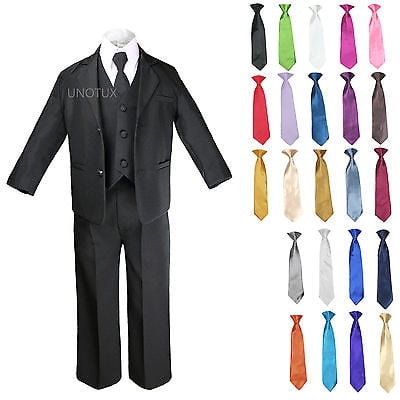 

6pc Boys Teen Formal Wedding Party Tuxedo Suits Vest Sets EXTRA Necktie 4T-20