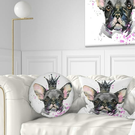 UPC: 0671131499003 | DESIGN ART Designart Cute Black Dog with Crown Animal Throw Pillow 12 in. x 20 in. Medium