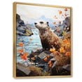 thumbnail image 2 of Designart "Playful River Dweller Brown Otter" Animals Floater Framed Wall Decor, 2 of 7