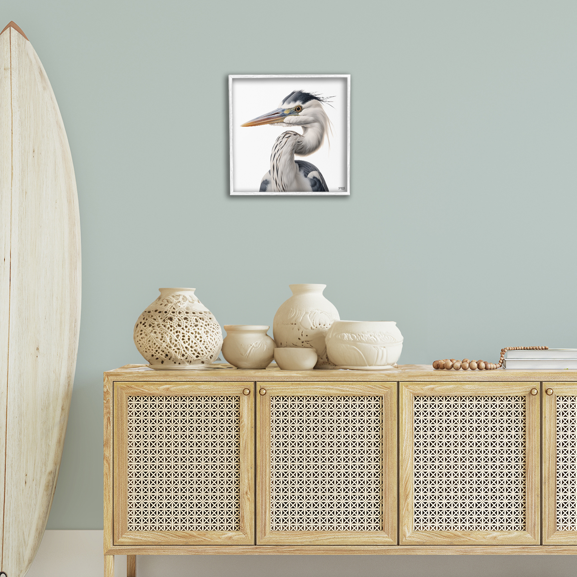 Stupell Industries Stoic Heron Looking Left Animals & Insects Painting White Framed Art Print Wall Art, 17 x 17