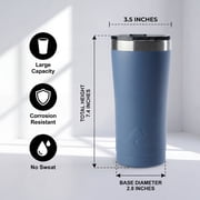 Ozark Trail 22 oz Stainless Steel Vacuum Insulated Tumbler with Leak-Proof Magnetic Slider Lid, Keeps Cold 12H, Travel Coffee Cup with Cup Holder Friendly Design, Blue Indigo