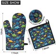 thumbnail image 6 of DarkBlue Colorful Dinosaurs Leaves Pattern Kitchen Oven Mitt and Pot Holder Sets 4 Pcs for Baking, Cooking and Grilling, Heat Resistant Up To 392 °F, 6 of 7