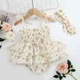 thumbnail image 3 of Douhoow Summer Newborn Baby Girls Rompers Sleeveless Bandage Elastic Layered Floral Jumpsuits, 3 of 9