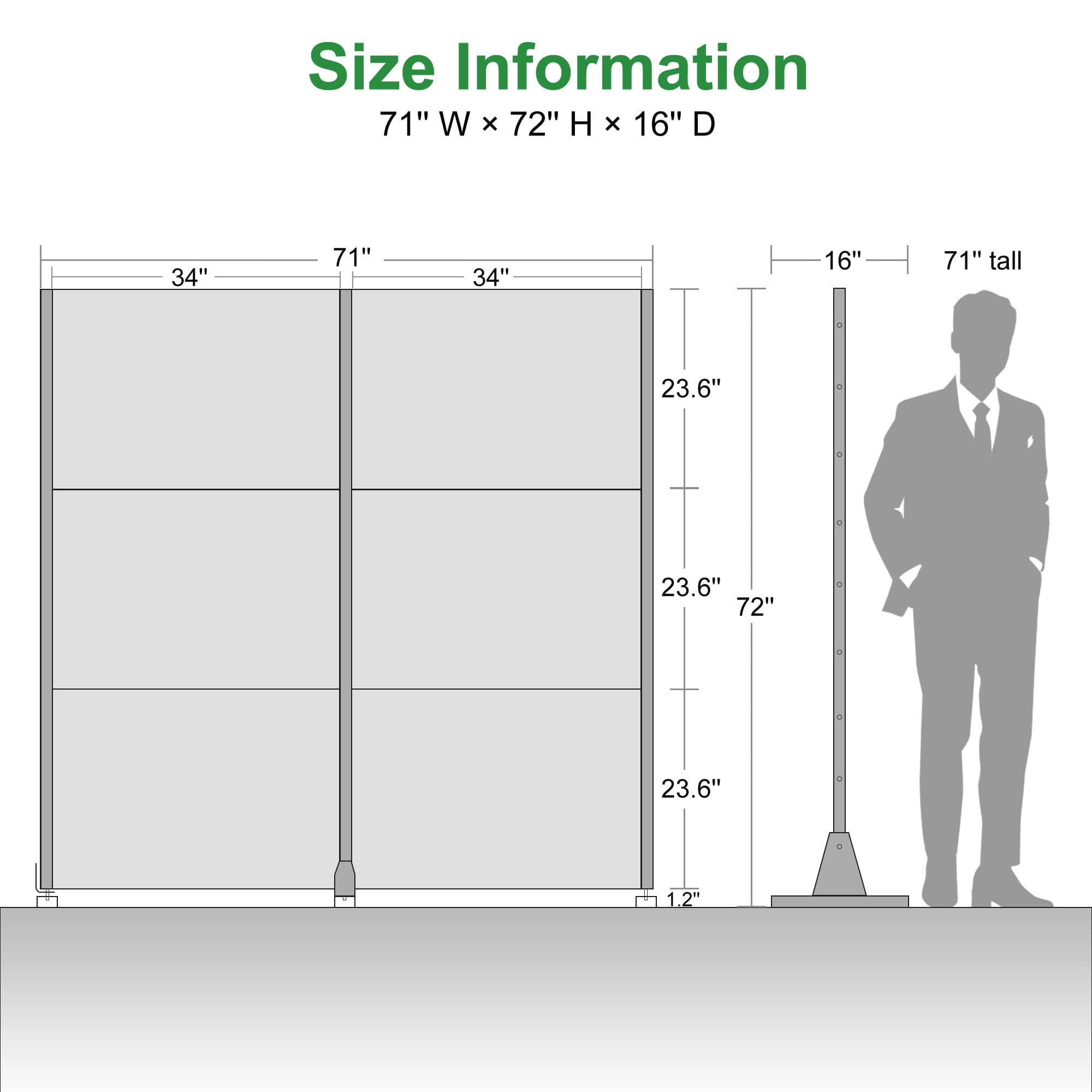 MAYEERTY 72x35x16 Inch Black Louvered Galvanized Steel Privacy Screen, 6 Piece Double Sided Set for Outdoor Street