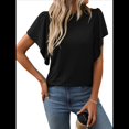 thumbnail image 3 of Camisas Formales Informales de Negocios para Mujer, Camisas de Verano, Mangas , Cuello Redondo, Mangas de Hoja de , Trajes 2025 Negro XXL, 3 of 9