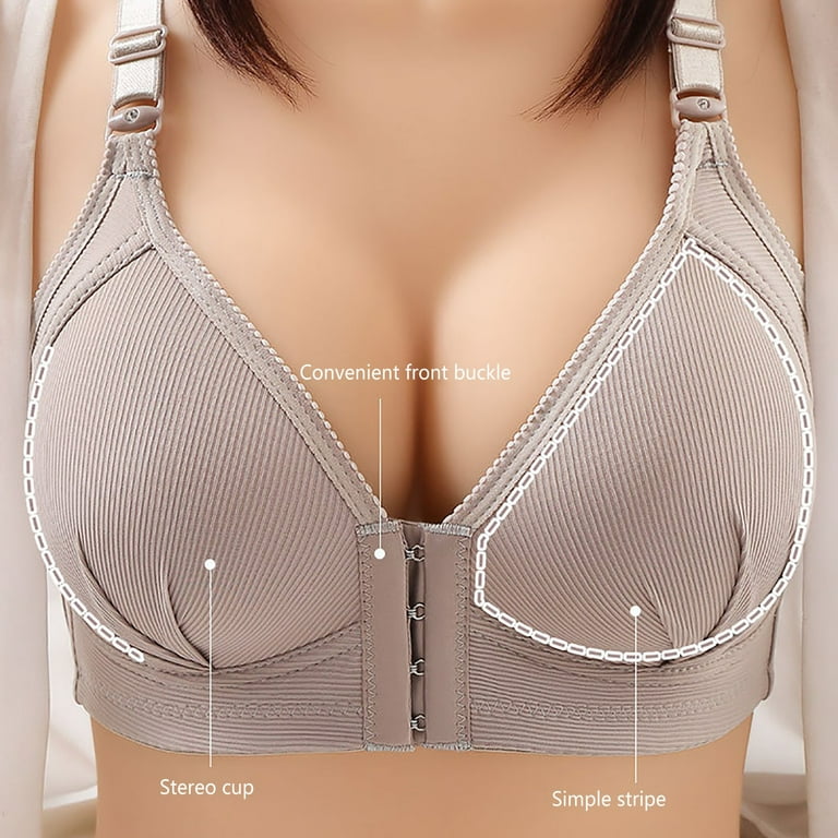Steel Ring Thin Women Bra Front Button Breathable Gathers