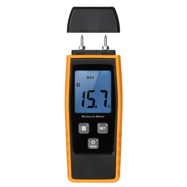 Handheld Mini Moisture Meter Digital LCD Lumber Damp Meter Wood Moisture Detector Humidity Tester for Timber Wood Drywall Plants Sheetrock Brick Mortar Concrete with 2 Pin Probe 0%~80%