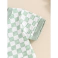 thumbnail image 6 of Bagilaanoe 2pcs Newborn Baby Boy Shorts Set Short Sleeve Checkerboard Print Romper Tops + Shorts 3M 6M 9M 12M 18M Infant Casual Summer Clothes, 6 of 7